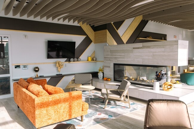 Soft Seating on Both Sides of Fireplace