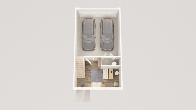 Lower Level: 2-Car Garage, Flex Room & Front Covered Porch - The Townes at Harlo