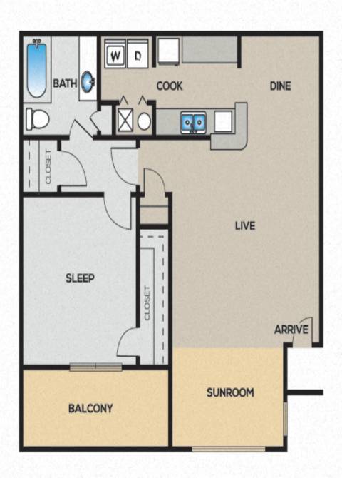 Floor Plan - 1 Bedroom 1 Bathroom