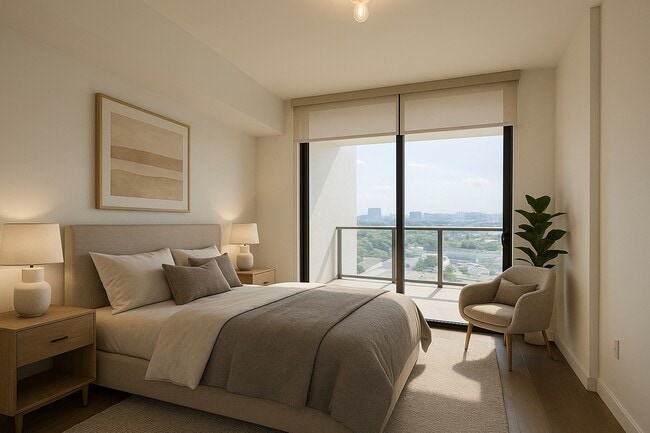 Dormitorio de puesta en escena virtual - 1600 NE 1st Ave Unidad 1611