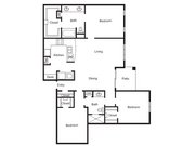C1 Floorplan: 3 Bedroom, 2 Bathroom