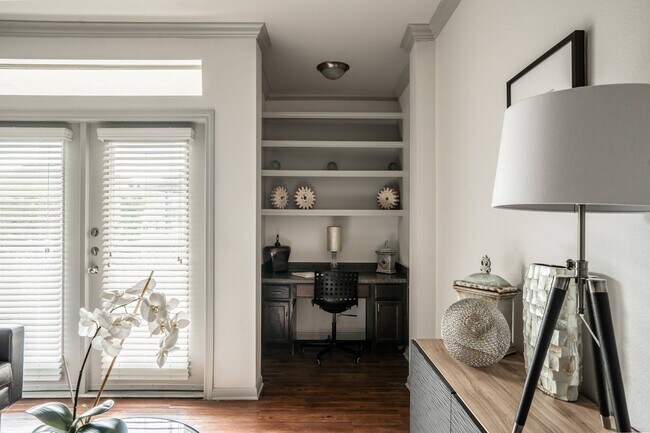 Built in bookshelves in select residences