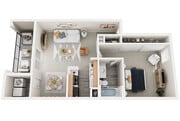 One Bedroom, One Bathroom, 672 sqft., Full Size Washer/Dryer Connections, Patio or Balcony.