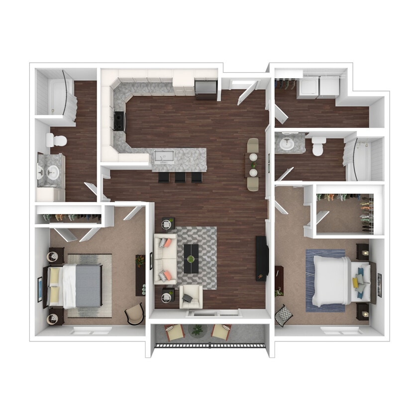 Floor Plan - 2 Bedroom/2 Baths (Income Restriction Apply)