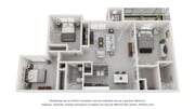 A 3D floor plan rendering of The Indigo.