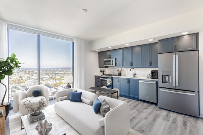 Studio with Floor to Ceiling Windows with a View of the City. - Fallyn Apartments