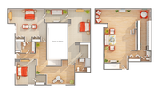 3 BR x 2.5 BA Penthouse with Mountain View - B Floorplan