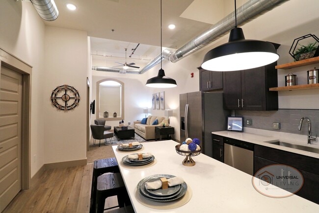 Living Area and Kitchen - The Henry on Main