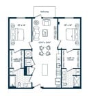 Two Bedroom Two Bath (1073 SF)