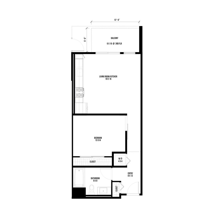 Floor Plan - 1 Bedroom 4