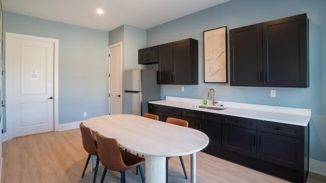 Kitchenette inside the clubhouse with seating