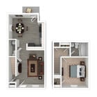 1 Bedroom, 1.5 Bath Townhouse, 700 sq. ft. - 3D Furnished