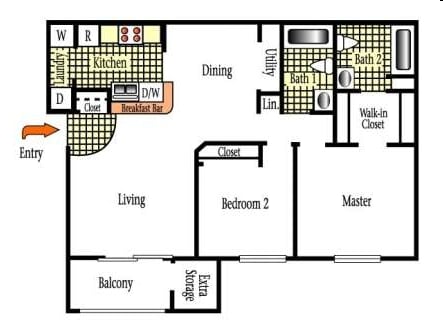 2BR/2BA - Two Bedroom