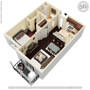 Uinta 1 Bed 1 Bath 3D