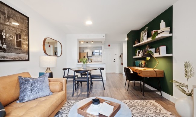 View of kitchen from the living room area - Observer Park Apartments