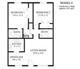 Model C - 2 Bedroom, 2 Bath