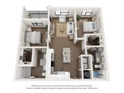 The Franklin is a 1,098 SF two-bedroom two-bathroom apartment with balcony / patio that blends comfort, refinement, and a sense of arrival.