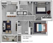 2BR, 2BA - 1,114 SF