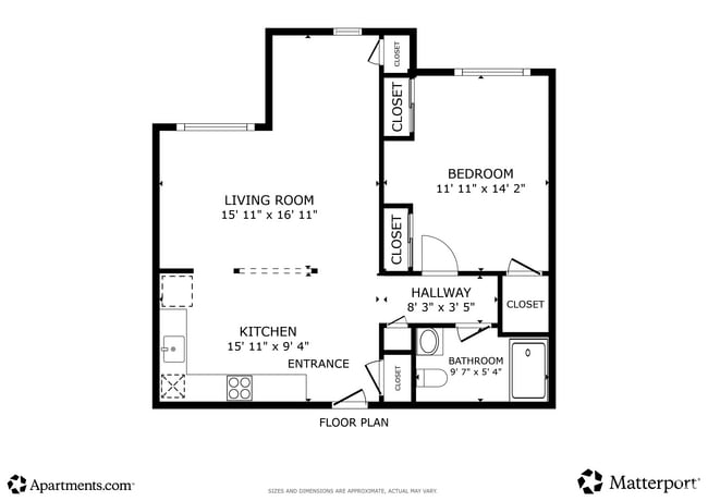 1BR, 1BA - 694SF