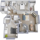 Two bedroom, two bath, 1,093 square foot apartment