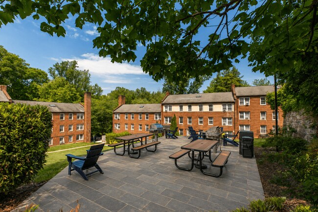 Park Crest Apartments Terrace with Grills and Picnic Tables and Lounge Chairs