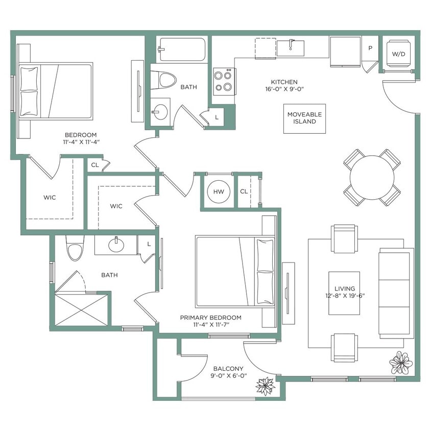Floor Plan - 2x2 B1
