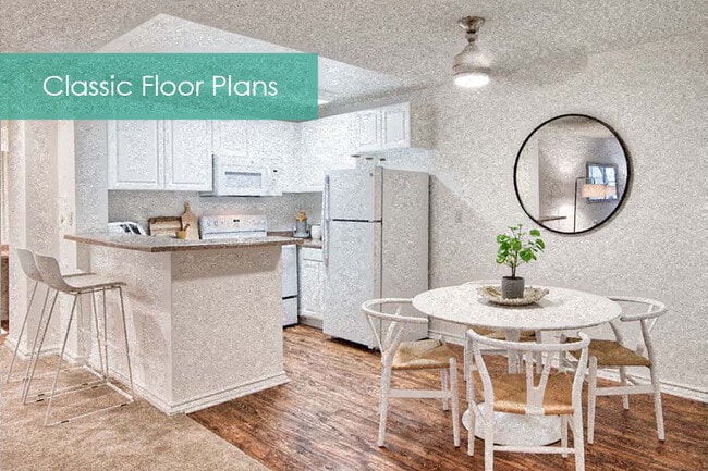 Kitchen and dining area at The Meadows Apartment Homes