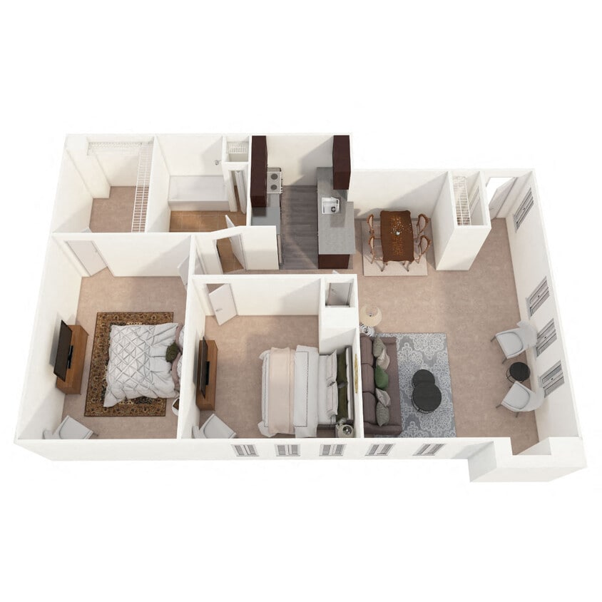 Floor Plan - Two Bedroom Fireplace