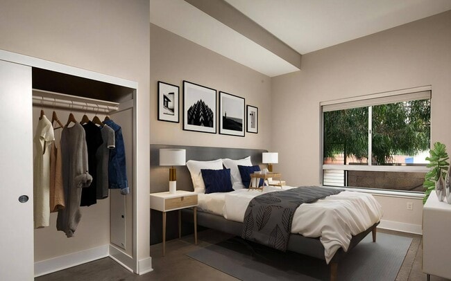 A spacious closet opens wide, the whole wardrobe right in front of you.