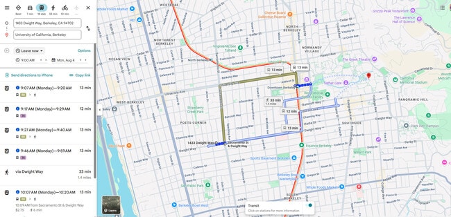 Street Map - 1433 Dwight Way Apartments