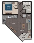 E1-Studio floor plan 1414 Texas Downtown