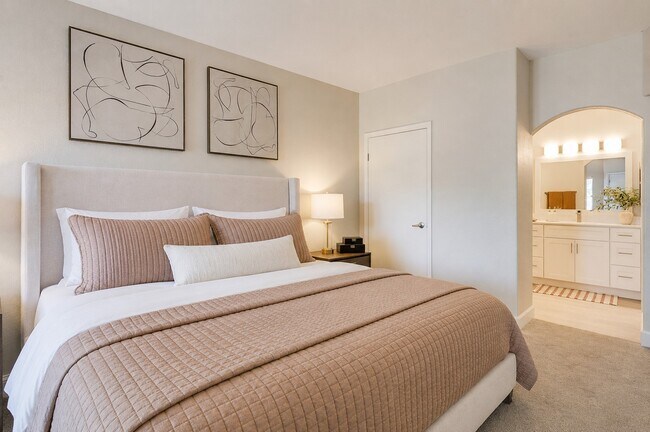 Elevate your living at Spanish Ridge with this beautifully designed bedroom. Featuring modern decor and a serene atmosphere, it’s the perfect retreat. Don’t miss out on the lifestyle you deserve—schedule your tour today!