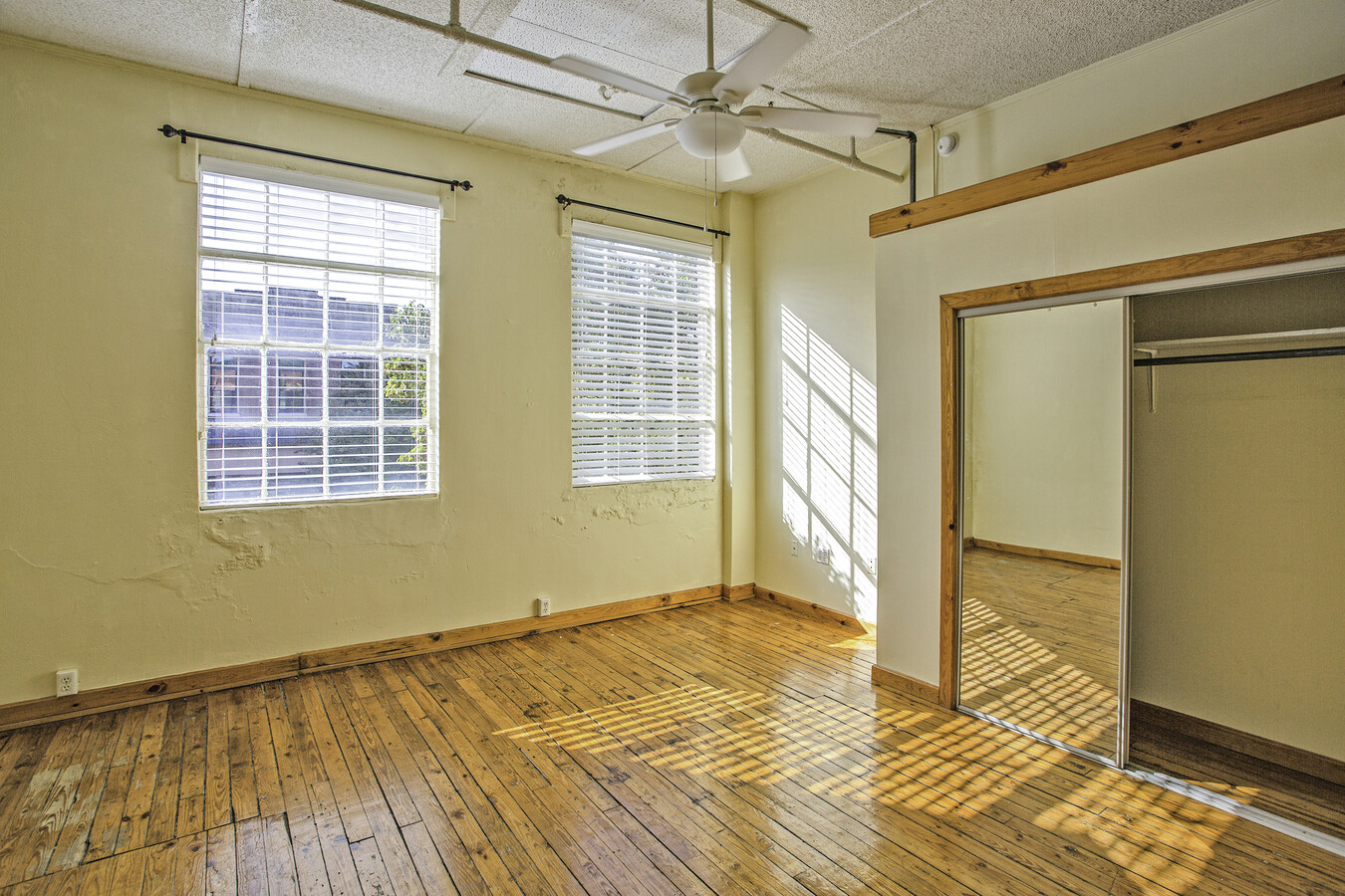 Further down the hallway is the bedroom area with a walk-in closet. Windows face N Hamilton St. - 225 Depot St Unit Apt #1