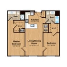 B4 | 2 Bed | 2 Bath floor plan 333 Central