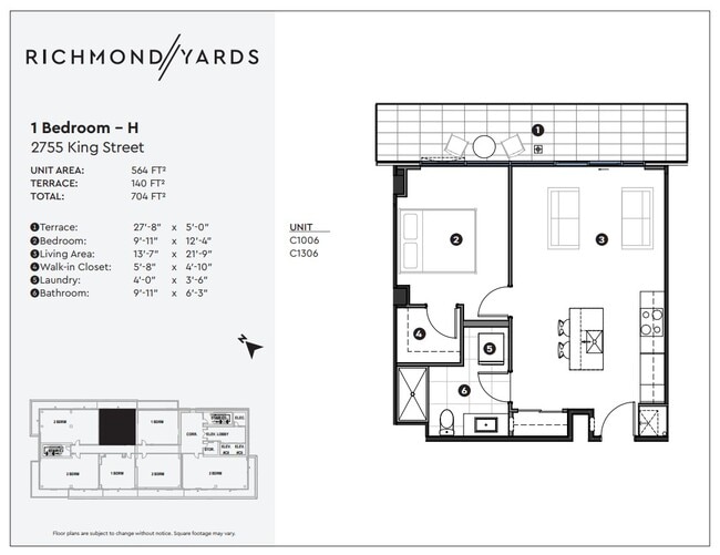 2755 King St 1 Bedroom - H - Richmond Yards