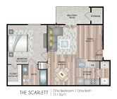 1 BR / 1 BA Floorplan