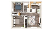 2Bed 3D Floor Plan