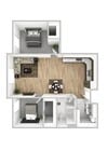 2 Bedroom 1 Bathroom Apartment Floorplan