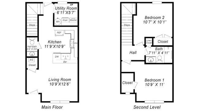 Special: 2BR, 1 1/2BA townhouse $300 off first month