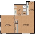 Standard 1 Bed 1 Bath Floor Plan