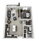 B4b (1BR) floor plan Brookside 51