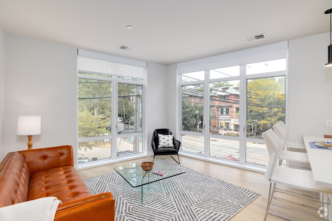 2BR, 2BA - 925SF - Living Room - The Linden University City