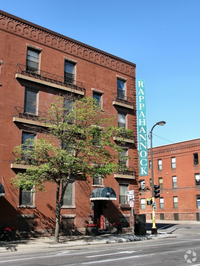 Northwest corner from across 9th Street South - Rappahannock Flats Apartments