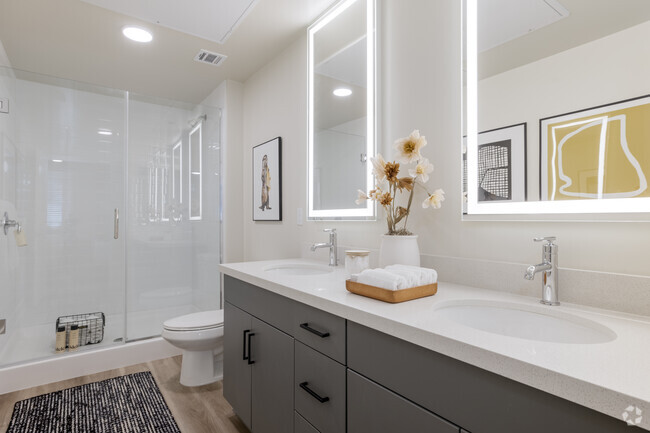 2BR, 2BA - 965SF - Primary Bathroom - Broadstone 7th Street Apartments