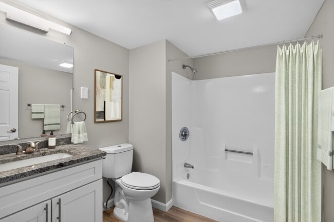 Step into serenity at Eagle Rock Apartments at Swampscott, where modern design meets functionality. This beautifully updated bathroom features sleek finishes and ample space for relaxation. Schedule your tour today and envision your new home!