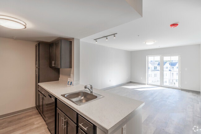 Building E #34: 1BR 1BA, Kitchen and Living Area