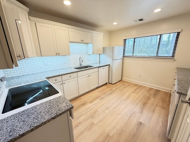 Beautifully renovated kitchen with new counters, floors, lighting, dishwasher, and microwave. - 1005 Willow Green Dr