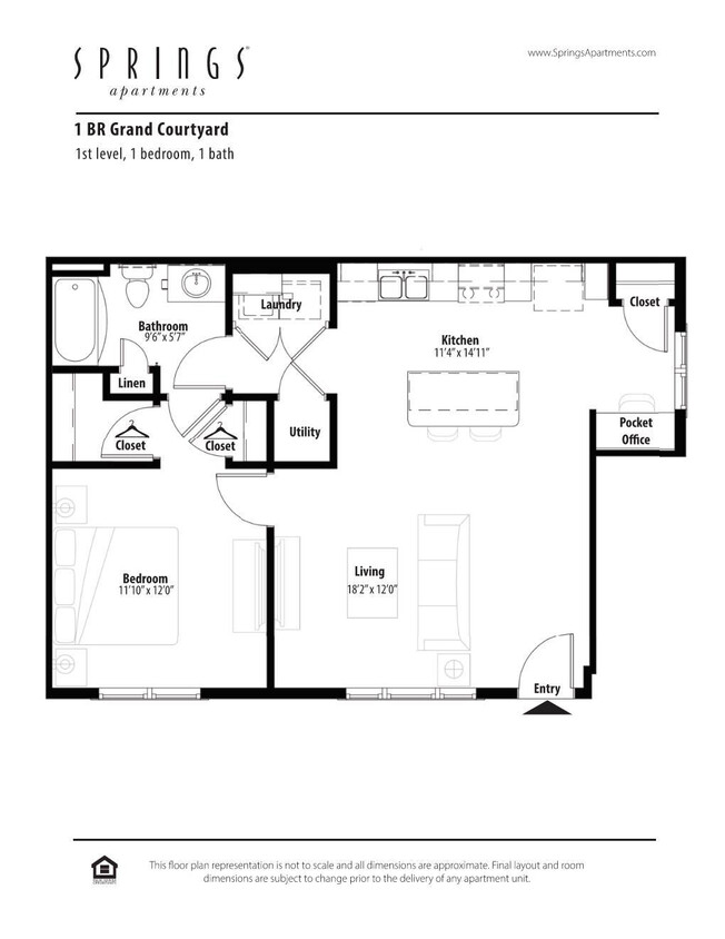 Floor Plan - 1 BR Grand Courtyard
