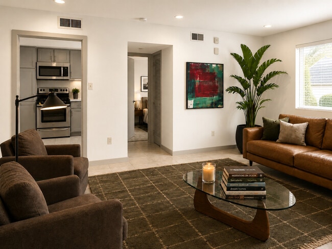1BR, 1BA, Corner Unit / Living Room
