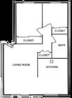 2 Bedroom / 1 Bathroom (A) floor plan The Woodmark